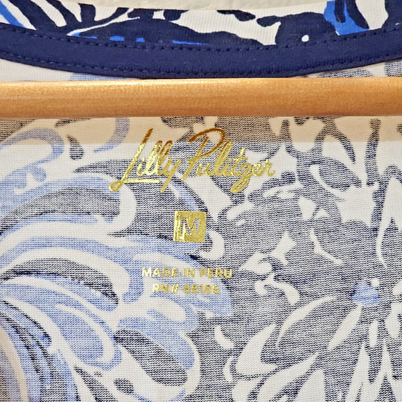 Lilly Pulitzer Etta Maxi Dress Low Tide Navy 100% Pima Cotton Sz Med Cap Sleeve - Picture 2 of 9